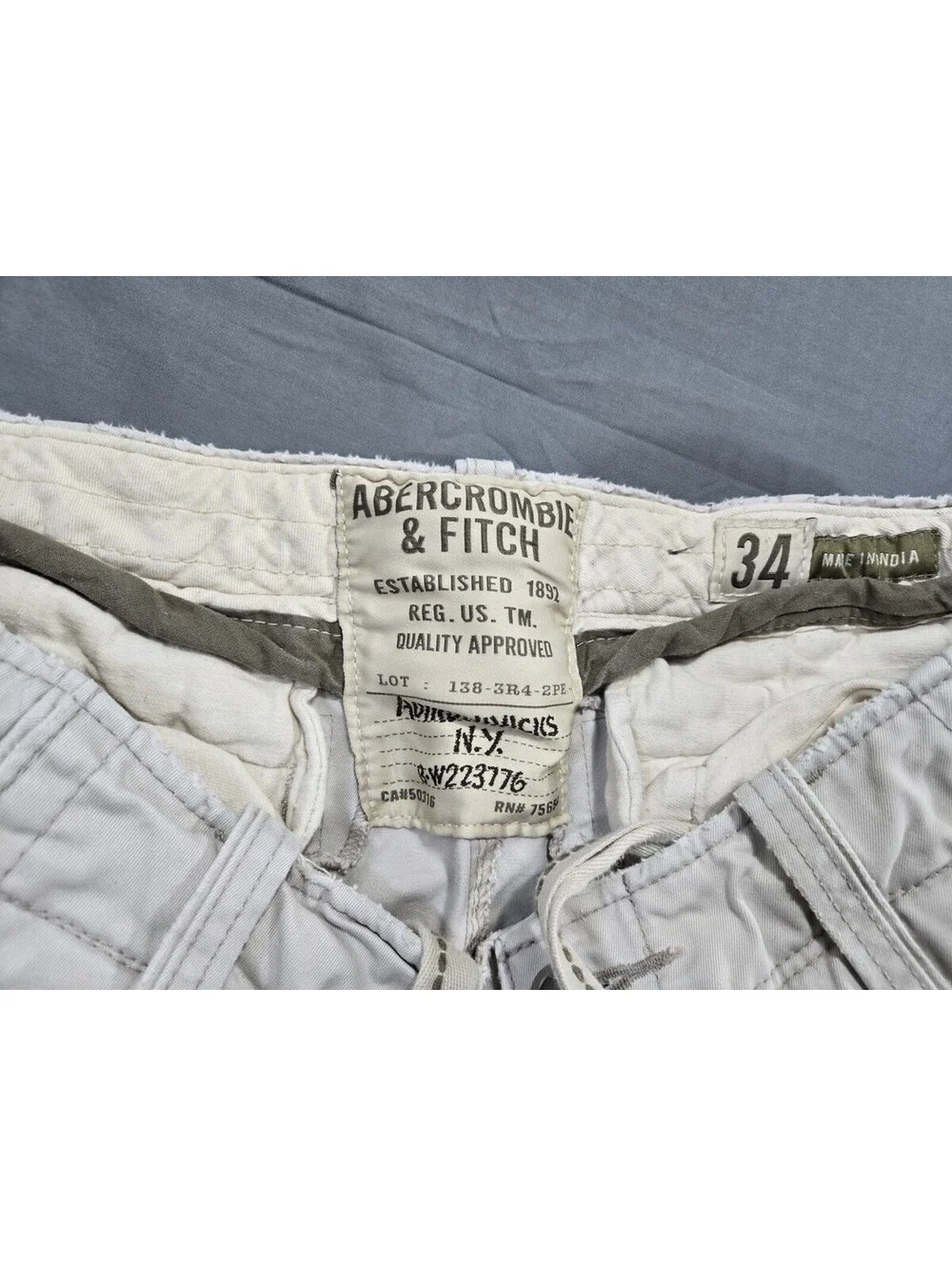 Abercrombie Fitch Shorts Mens 34 Beige Cargo Paratropper Heavy Adrinodack VTG